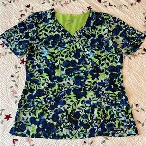 Landau Women's Short Sleeve Top - Navy and Lime